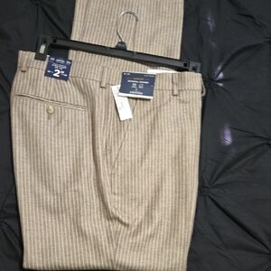 Stafford Beige Pinstripe Men's Dress Pants